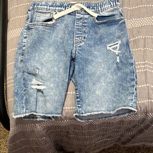 Men's Blue Distressed Denim Shorts